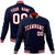 Custom Navy White Red Bomber Full-Snap Varsity Letterman Jacket