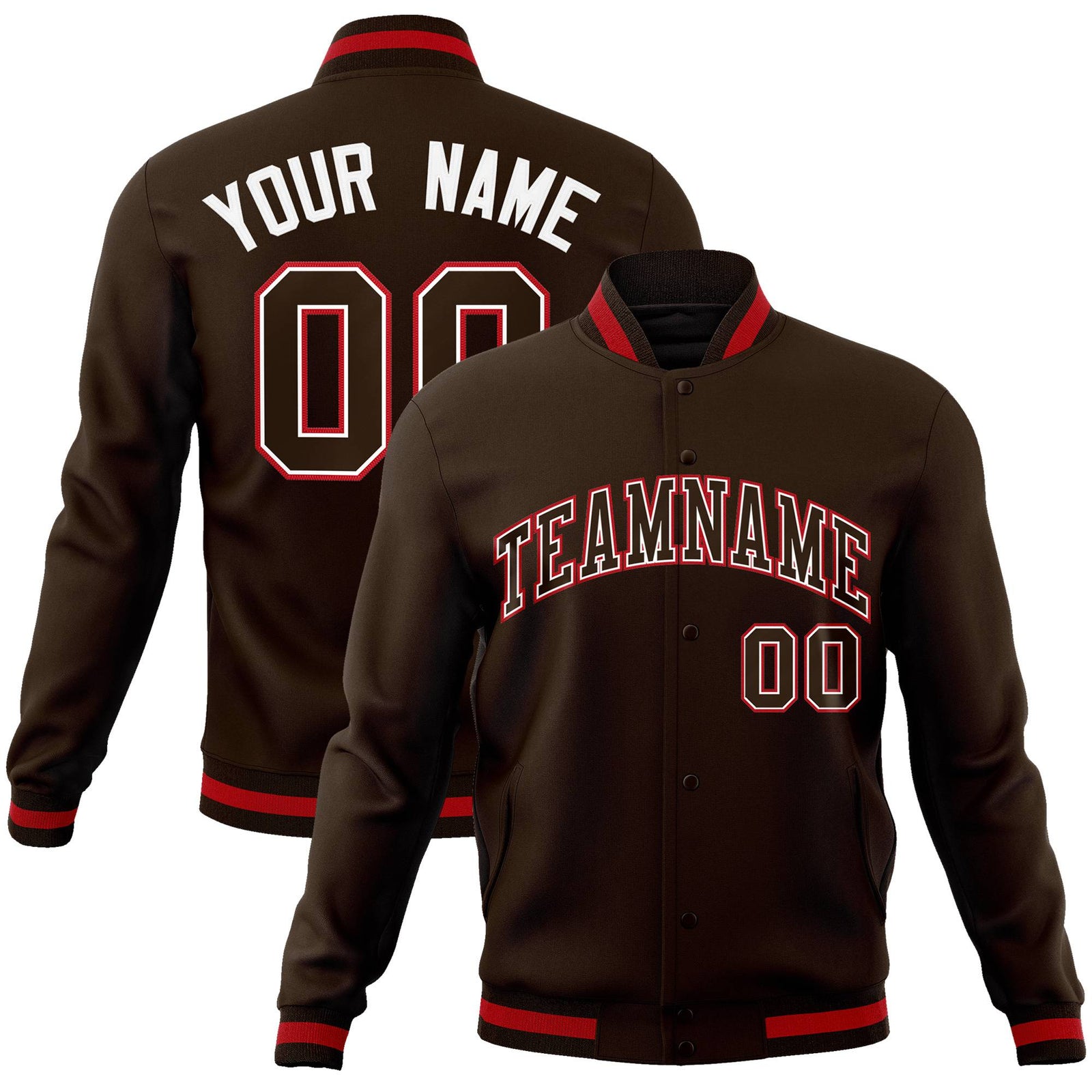 Custom Olive White Bay-Orange Bomber Full-Snap Varsity Letterman Jacket