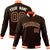 Custom Olive White Orange Bomber Full-Snap Varsity Letterman Jacket