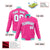 Custom Pink White Aqua Bomber Full-Snap Varsity Letterman Jacket