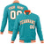 Custom Aqua White Orange Bomber Full-Snap Varsity Letterman Jacket