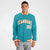 Custom Aqua White Orange Bomber Full-Snap Varsity Letterman Jacket