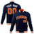 Custom Navy Orange White Bomber Full-Snap Varsity Letterman Jacket