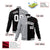 Custom Gray White Black Bomber Full-Snap Varsity Letterman Split Fashion Jacket