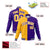 Custom Yellow White Purple Bomber Full-Snap Varsity Letterman Split Fashion Jacket