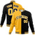 Custom Yellow White Black Bomber Full-Snap Varsity Letterman Split Fashion Jacket