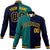 Custom Kelly-Green Navy Yellow Bomber Full-Snap Varsity Letterman Split Fashion Jacket