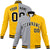 Custom Gray Yellow Black Bomber Full-Snap Varsity Letterman Split Fashion Jacket