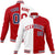 Custom White Red Purple Bomber Full-Snap Varsity Letterman Split Fashion Jacket