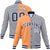 Custom Orange Gray White Bomber Full-Snap Varsity Letterman Split Fashion Jacket