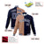 Custom Brown Navy Bomber Full-Snap Varsity Letterman Split Fashion Jacket