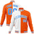 Custom White Light-Blue Orange Bomber Full-Snap Varsity Letterman Split Fashion Jacket