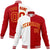 Custom White Gold Royal-Red Bomber Full-Snap Varsity Letterman Split Fashion Jacket