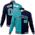 Custom Aqua White Navy Bomber Full-Snap Varsity Letterman Split Fashion Jacket