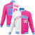 Custom White Pink Ligth-Blue Bomber Full-Snap Varsity Letterman Split Fashion Jacket