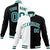 Custom White Black Aqua Bomber Full-Snap Varsity Letterman Split Fashion Jacket