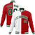 Custom White Red Kelly-Green Bomber Full-Snap Varsity Letterman Split Fashion Jacket