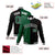 Custom Kelly Green Black White Bomber Full-Snap Varsity Letterman Split Fashion Jacket