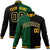 Custom Kelly Green Black Gold Bomber Full-Snap Varsity Letterman Split Fashion Jacket