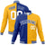 Custom Thunder-Blue Yellow White Bomber Full-Snap Varsity Letterman Split Fashion Jacket