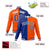 Custom Thunder-Blue Orange White Bomber Full-Snap Varsity Letterman Split Fashion Jacket