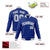 Custom Royal Blue- Gray-White Bomber Full-Snap Varsity Letterman Jacket