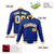 Custom Royal Blue-Yellow-White Bomber Full-Snap Varsity Letterman Jacket