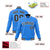 Custom Powder Blue- Black-White Bomber Full-Snap Varsity Letterman Jacket