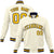 Custom Cream- Yellow-Black Bomber Full-Snap Varsity Letterman Jacket