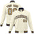 Custom Cream- Old Gold- Black Bomber Full-Snap Varsity Letterman Jacket