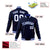 Custom Navy-Royal Blue- White Bomber Full-Snap Varsity Letterman Jacket