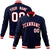 Custom Navy- White- Red Bomber Full-Snap Varsity Letterman Jacket