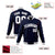 Custom Navy- White- Gray Bomber Full-Snap Varsity Letterman Jacket