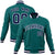 Custom Aqua-Navy- White Bomber Full-Snap Varsity Letterman Jacket