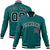 Custom Aqua Black-White Bomber Full-Snap Varsity Letterman Jacket