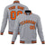 Custom Gray Orange Black Bomber Full-Snap Varsity Letterman Jacket