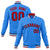 Custom Electric Blue Red-Black Bomber Full-Snap Varsity Letterman Jacket