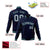 Custom Navy Gray-Aqua Bomber Full-Snap Varsity Letterman Jacket