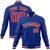 Custom Navy Blue Red-White Bomber Full-Snap Varsity Letterman Jacket