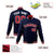 Custom Navy Fire Red White Bomber Full-Snap Varsity Letterman Jacket