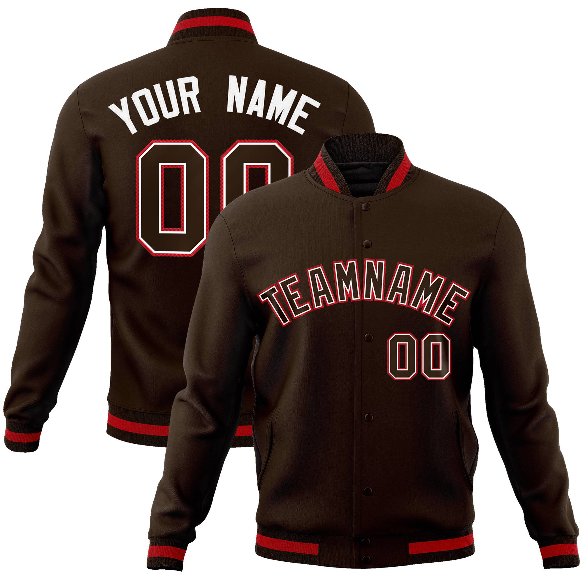 Custom Olive White Bay-Orange Bomber Full-Snap Varsity Letterman Jacket