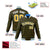 Custom Olive Gold White Bomber Full-Snap Varsity Letterman Jacket