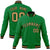 Custom Neon-Green Brown-White Bomber Full-Snap Varsity Letterman Jacket