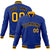 Custom Purple Black-Gold Bomber Full-Snap Varsity Letterman Jacket