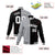 Custom Gray White Black Bomber Full-Snap Varsity Letterman Split Fashion Jacket