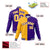 Custom Yellow White Purple Bomber Full-Snap Varsity Letterman Split Fashion Jacket