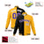 Custom Black Purple Yellow Bomber Full-Snap Varsity Letterman Split Fashion Jacket