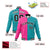 Custom Pink Aqua Black-White Bomber Full-Snap Varsity Letterman Split Fashion Jacket