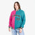 Custom Pink Aqua Black-White Bomber Full-Snap Varsity Letterman Split Fashion Jacket