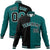 Custom Black White Aqua Bomber Full-Snap Varsity Letterman Split Fashion Jacket